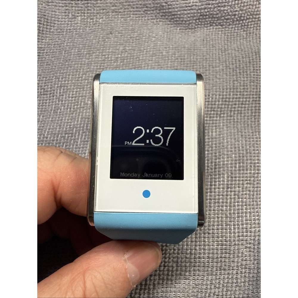 Phosphor Digital Quartz Blue Silicone Band Silver Stainless Case NEW BATTERY